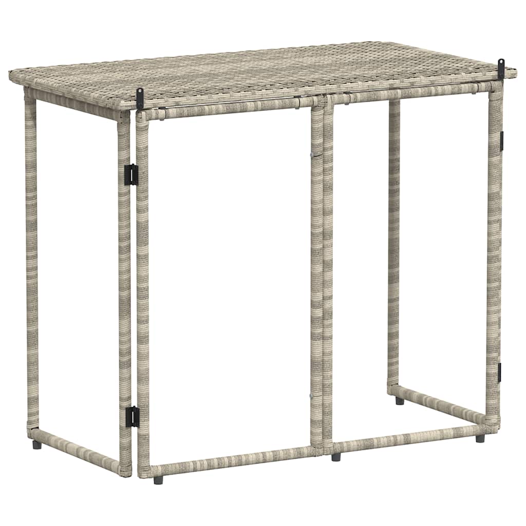 Folding Garden Table Light Grey 90x51x75 cm Poly Rattan