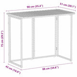 Folding Garden Table Light Grey 90x51x75 cm Poly Rattan