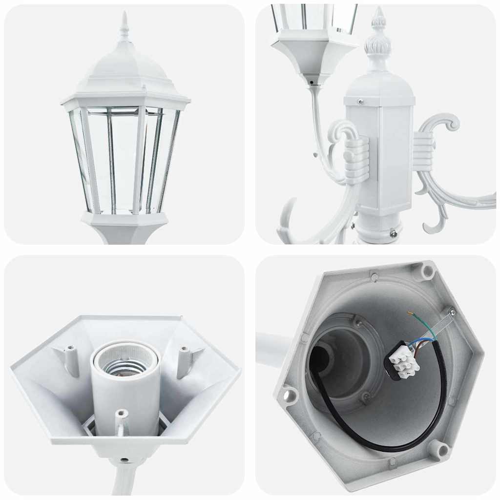 Garden Light Post White Aluminium, Glass