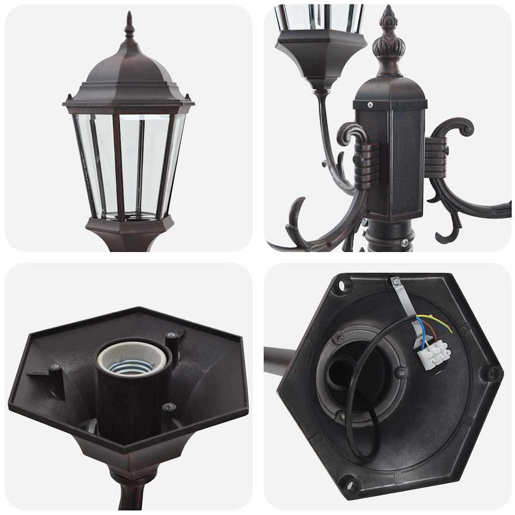 Garden Light Post Bronze Aluminium, Glass