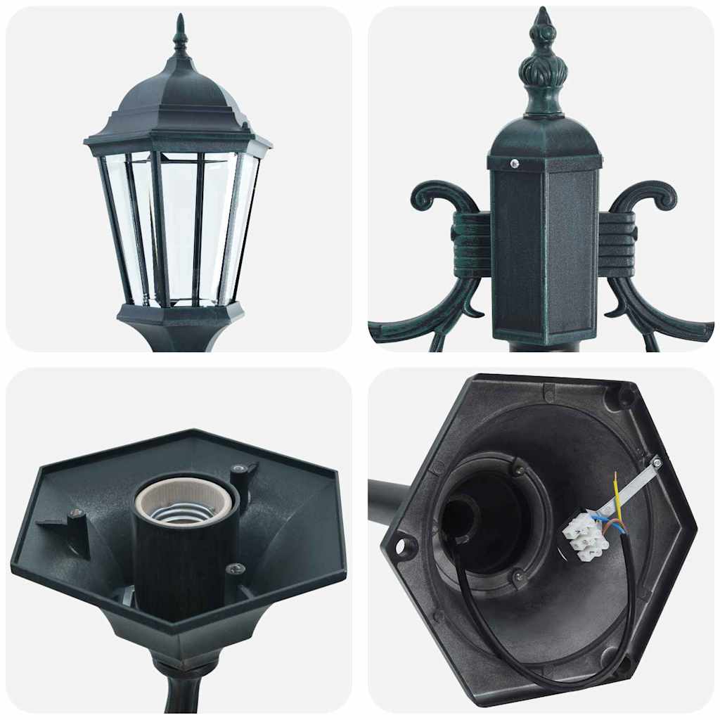 Garden Light Post Dark Green Aluminium, Glass