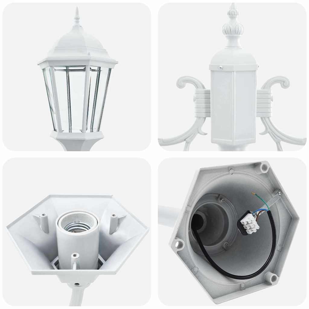 Garden Light Post White Aluminium and Glass