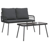 Garden Dining Set 2 pcs Black Poly Rattan