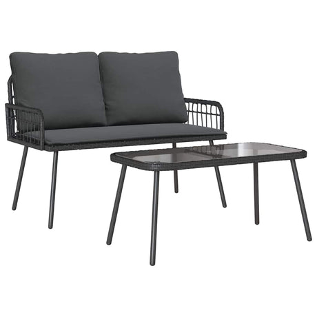 Garden Dining Set 2 pcs Black Poly Rattan