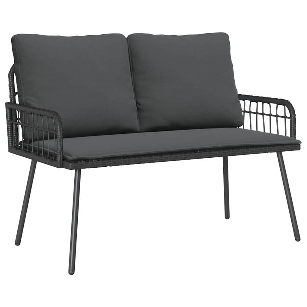 Garden Dining Set 2 pcs Black Poly Rattan