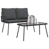 Garden Dining Set 2 pcs Black Poly Rattan