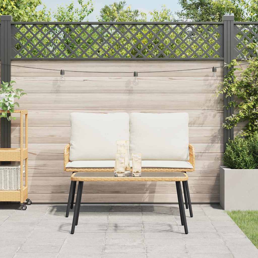 Garden Dining Set 2 pcs Natural Poly Rattan