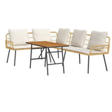 Garden Sofa Set 2 pcs Natural Poly Rattan