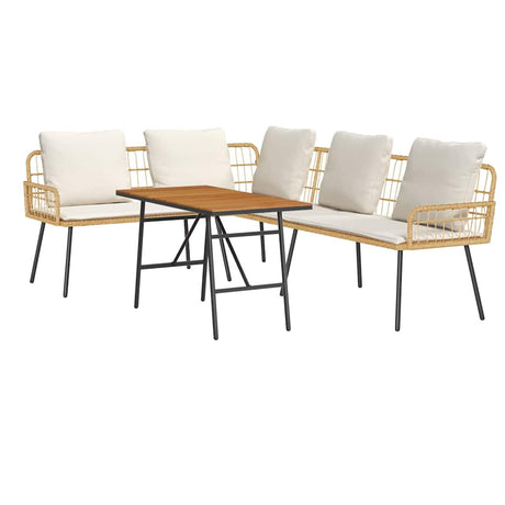 Garden Sofa Set 2 pcs Natural Poly Rattan