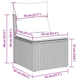 2 Piece Garden Sofa Set with Cushions Grey Poly Rattan Acacia