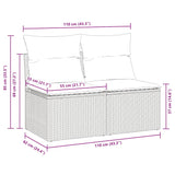 2 Piece Garden Sofa Set with Cushions Brown Poly Rattan Acacia