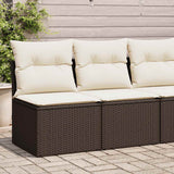 2 Piece Garden Sofa Set with Cushions Brown Poly Rattan Acacia