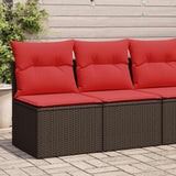 2 Piece Garden Sofa Set with Cushions Brown Poly Rattan Acacia