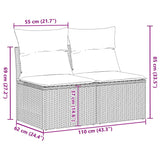 2 Piece Garden Sofa Set with Cushions Black Poly Rattan Acacia