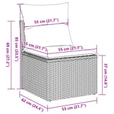 2 Piece Garden Sofa Set with Cushions Grey Poly Rattan Acacia