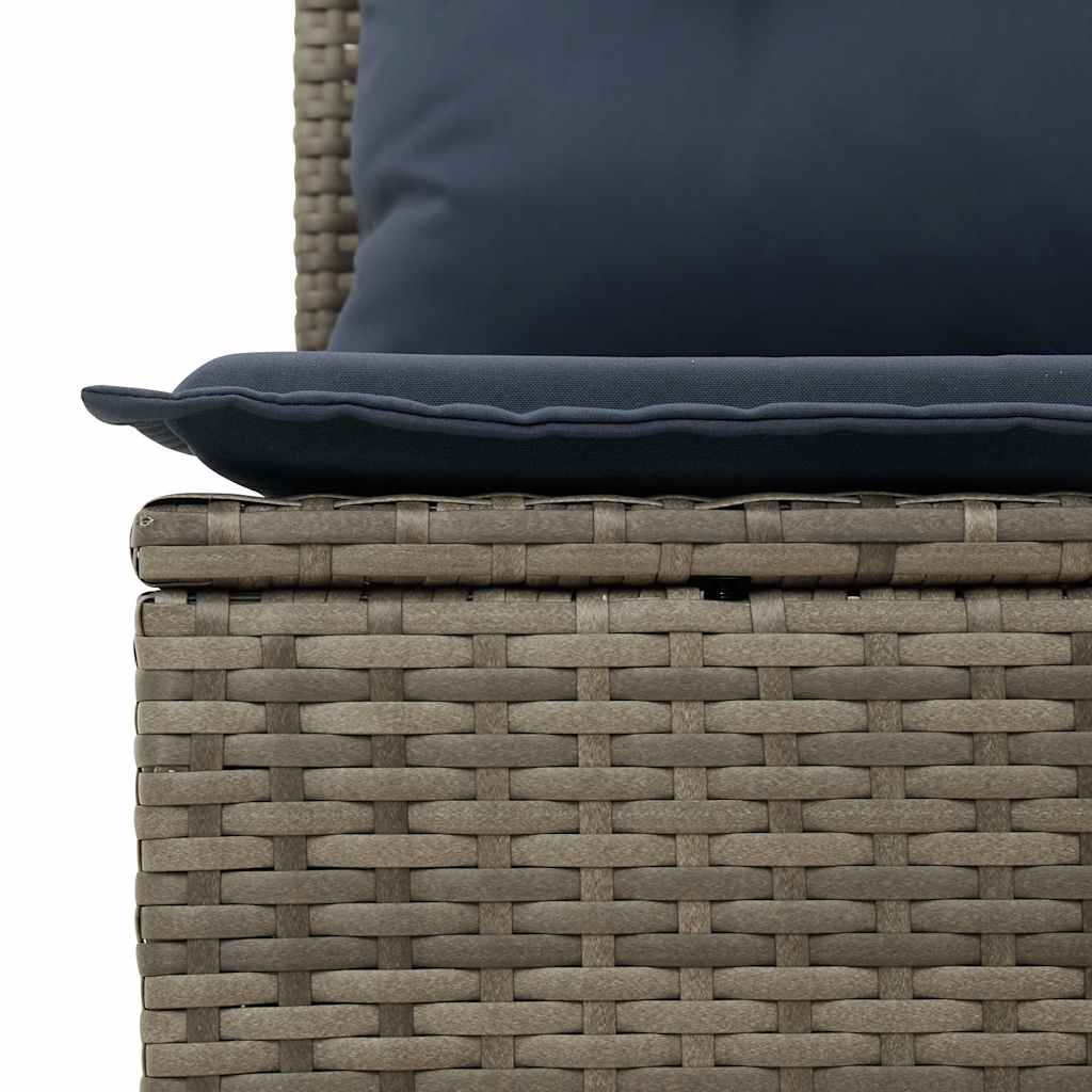 2 Piece Garden Sofa Set with Cushions Grey Poly Rattan Acacia