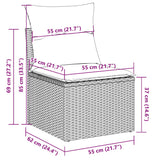 2 Piece Garden Sofa Set with Cushions Grey Poly Rattan Acacia