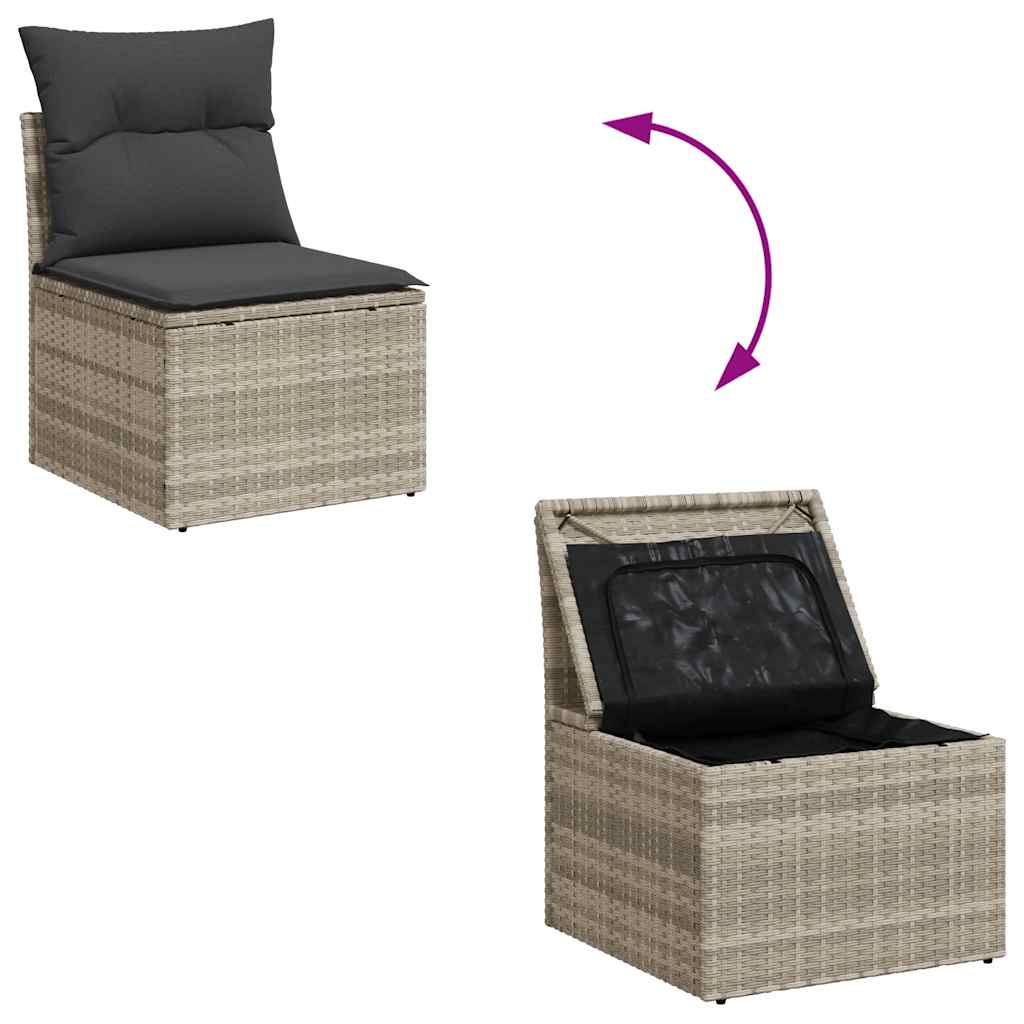 2 Piece Garden Sofa Set with Cushions Light Grey Poly Rattan Acacia