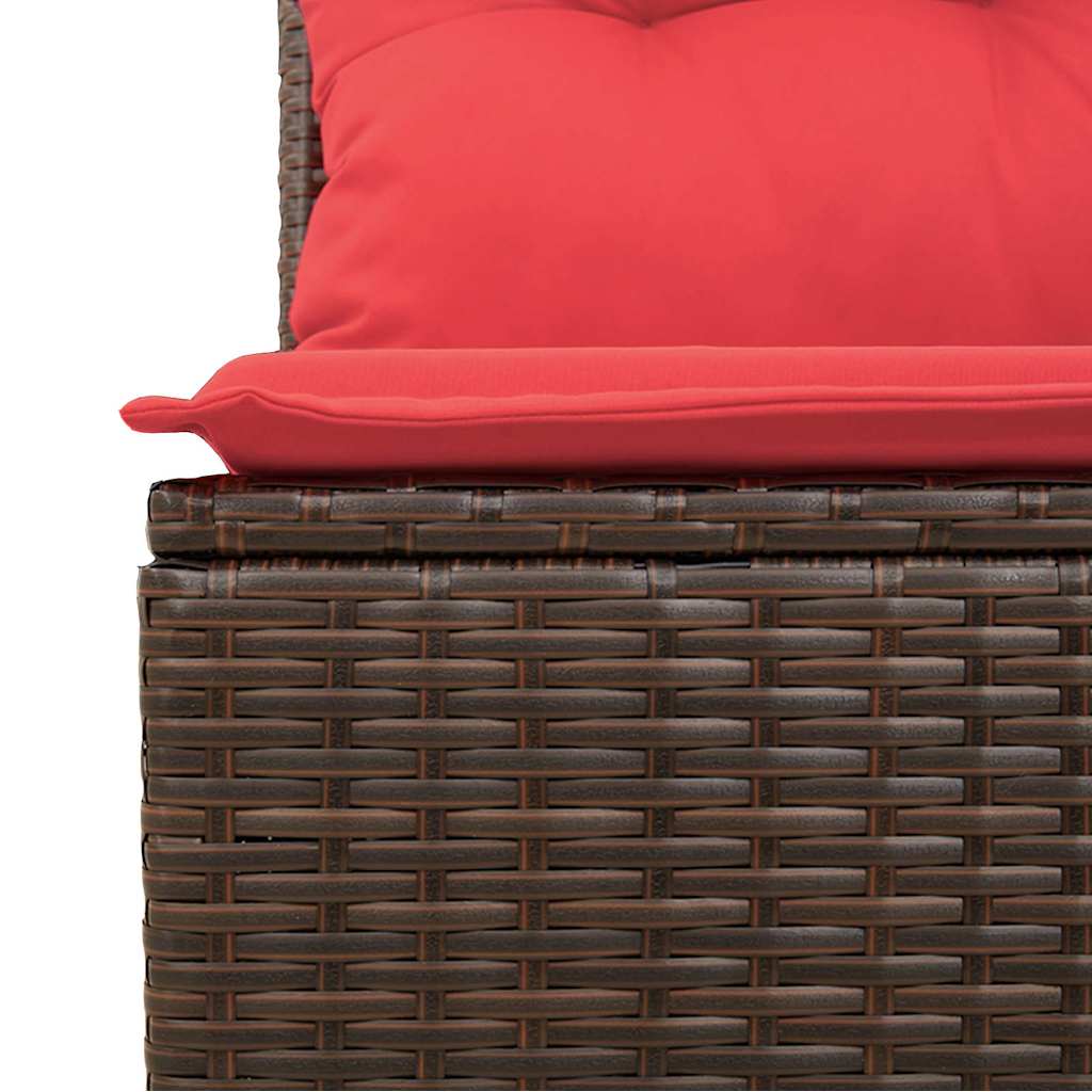 2 Piece Garden Sofa Set with Cushions Brown Poly Rattan Acacia