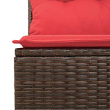 2 Piece Garden Sofa Set with Cushions Brown Poly Rattan Acacia