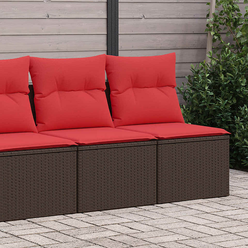 2 Piece Garden Sofa Set with Cushions Brown Poly Rattan Acacia