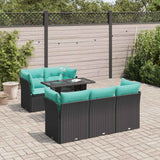 6 Piece Garden Sofa Set with Cushions Black Poly Rattan Acacia