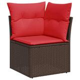 6 Piece Garden Sofa Set with Cushions Brown Poly Rattan Acacia