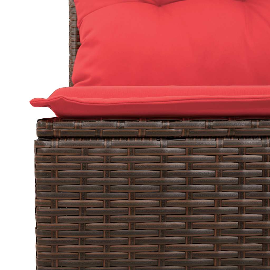 6 Piece Garden Sofa Set with Cushions Brown Poly Rattan Acacia