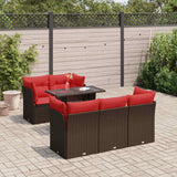 6 Piece Garden Sofa Set with Cushions Brown Poly Rattan Acacia