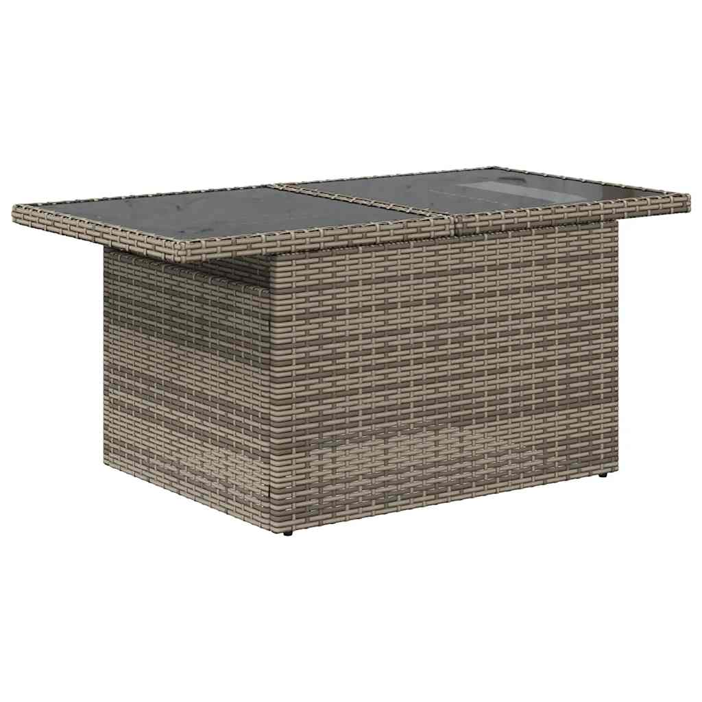 7 Piece Garden Sofa Set with Cushions Grey Poly Rattan Acacia