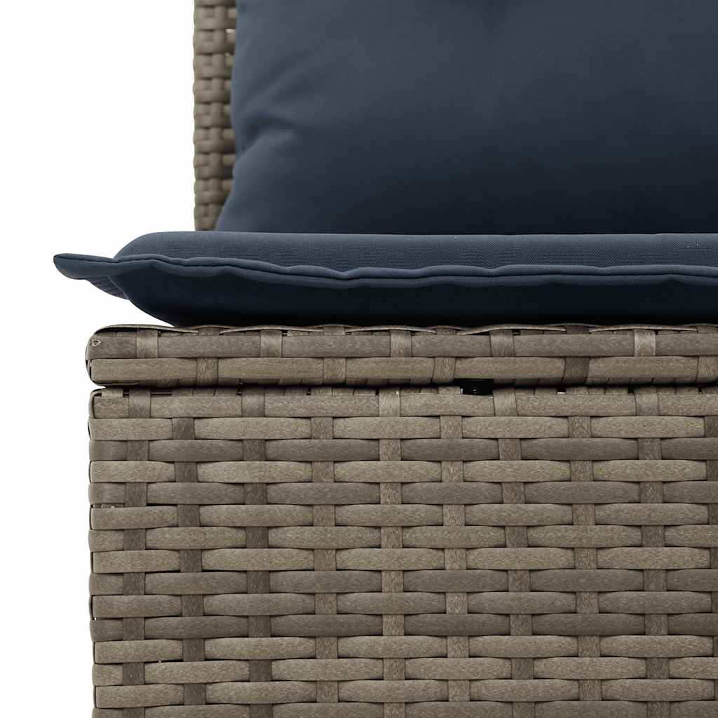7 Piece Garden Sofa Set with Cushions Grey Poly Rattan Acacia
