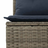 7 Piece Garden Sofa Set with Cushions Grey Poly Rattan Acacia