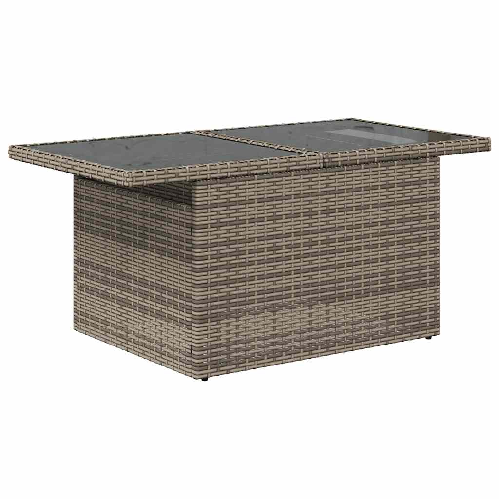 11 Piece Garden Sofa Set with Cushions Grey Poly Rattan Acacia