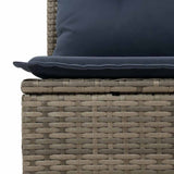11 Piece Garden Sofa Set with Cushions Grey Poly Rattan Acacia