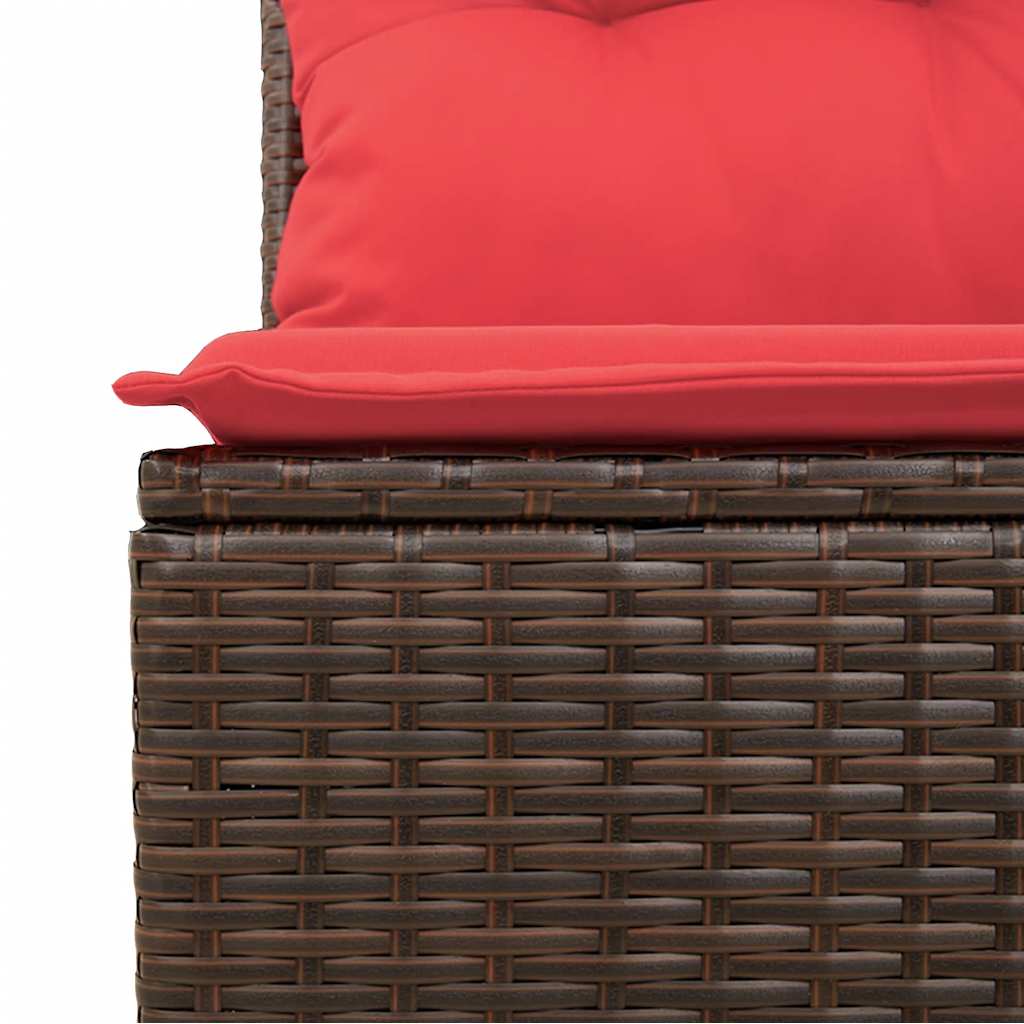 8 Piece Garden Sofa Set with Cushions Brown Poly Rattan Acacia