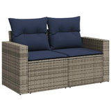 11 Piece Garden Sofa Set with Cushions Grey Poly Rattan Acacia