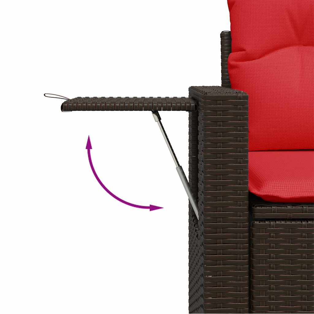 11 Piece Garden Sofa Set with Cushions Brown Poly Rattan Acacia