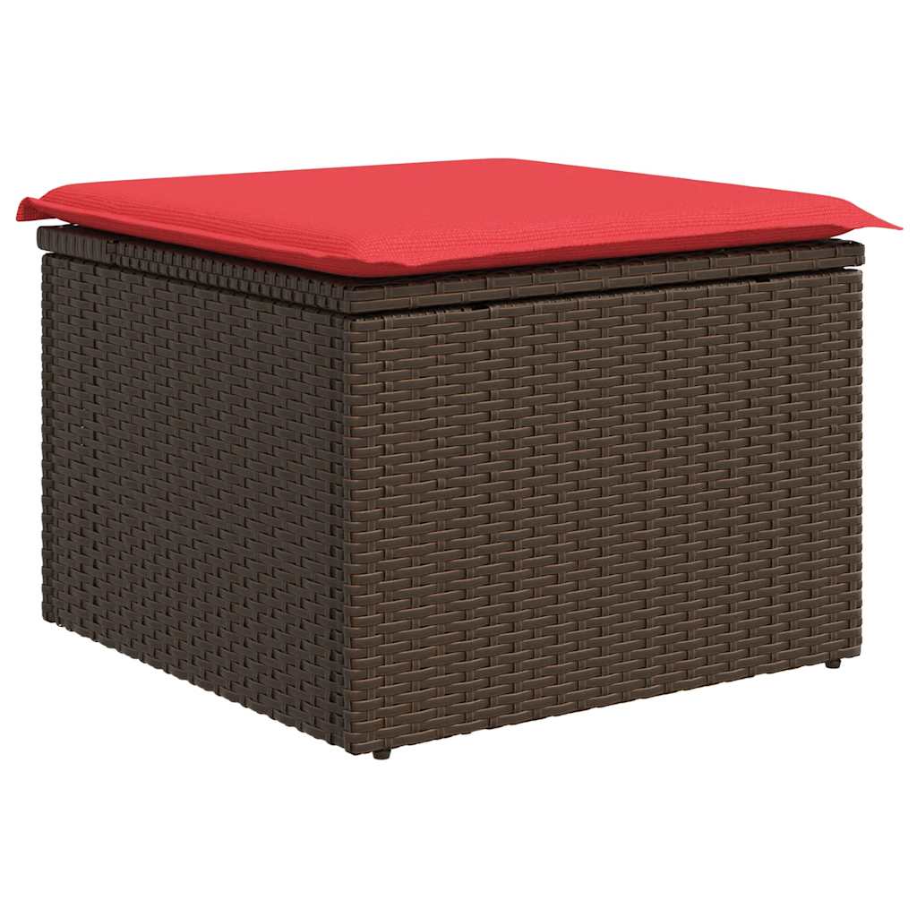 6 Piece Garden Sofa Set with Cushions Brown Poly Rattan Acacia