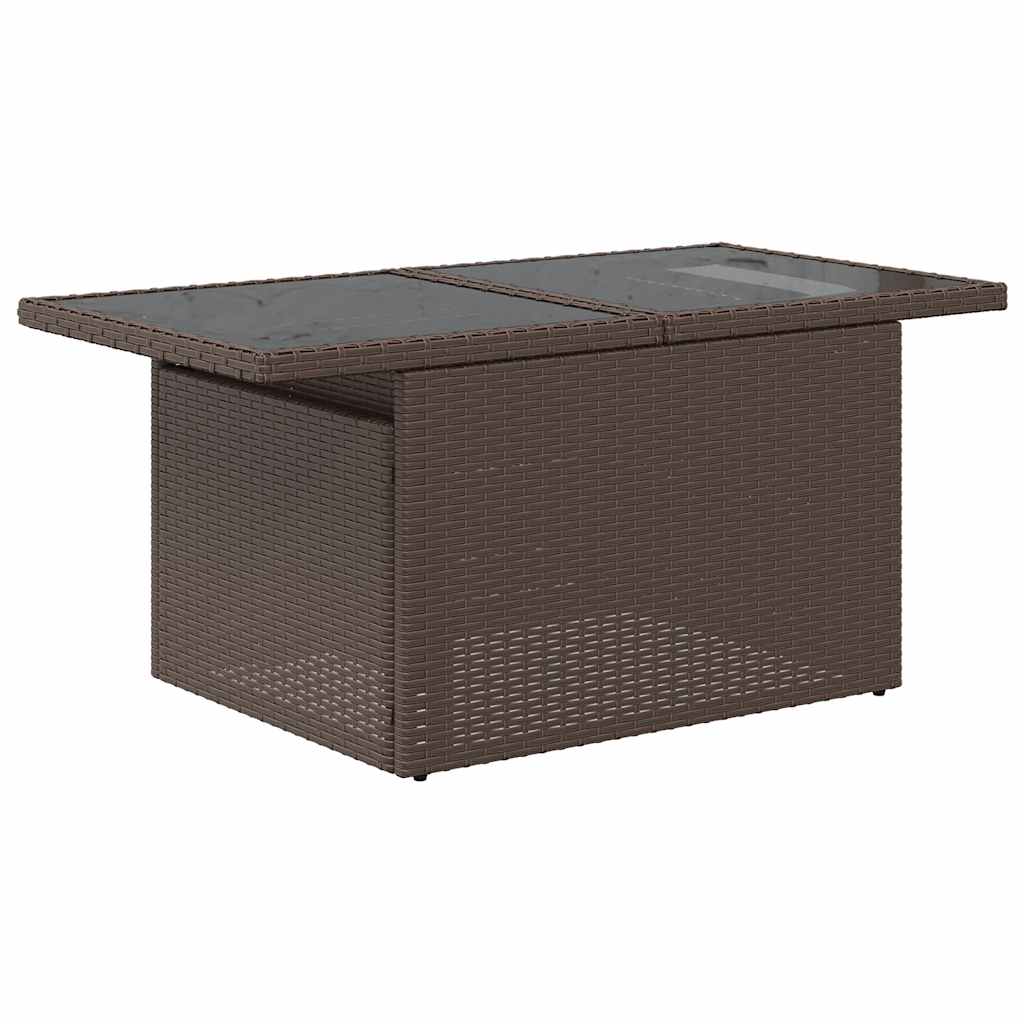 11 Piece Garden Sofa Set with Cushions Brown Poly Rattan Acacia