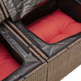 8 Piece Garden Sofa Set with Cushions Brown Poly Rattan Acacia