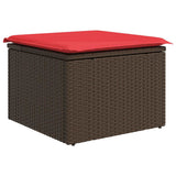 10 Piece Garden Sofa Set with Cushions Brown Poly Rattan Acacia