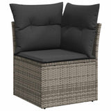 10 Piece Garden Sofa Set with Cushions Grey Poly Rattan Acacia