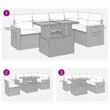 6 Piece Garden Sofa Set with Cushions Black Poly Rattan Acacia