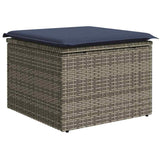 10 Piece Garden Sofa Set with Cushions Grey Poly Rattan Acacia