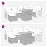 8 Piece Garden Sofa Set with Cushions Brown Poly Rattan Acacia