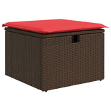 8 Piece Garden Sofa Set with Cushions Brown Poly Rattan Acacia