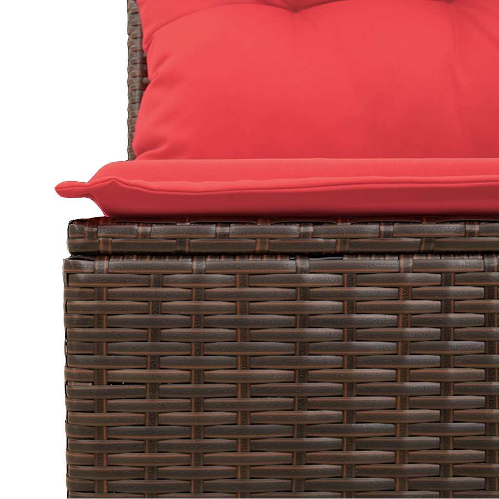 6 Piece Garden Sofa Set with Cushions Brown Poly Rattan Acacia