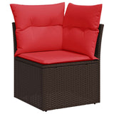 9 Piece Garden Sofa Set with Cushions Black Poly Rattan Acacia