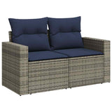 7 Piece Garden Sofa Set with Cushions Black Poly Rattan Acacia