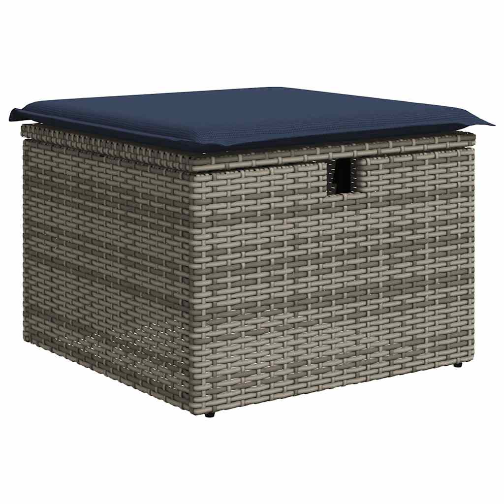 7 Piece Garden Sofa Set with Cushions Black Poly Rattan Acacia